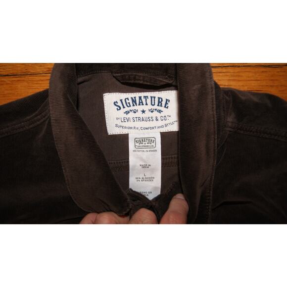 Levi Strauss Signature Dark Brown Womens L Corduroy Short Trucker Jacket - Picture 3 of 10